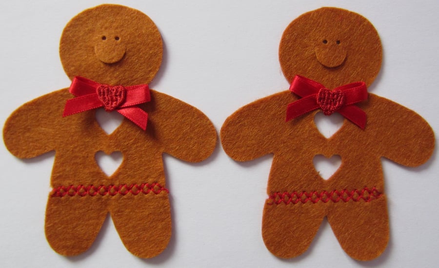 2 Felt Gingerbread Men