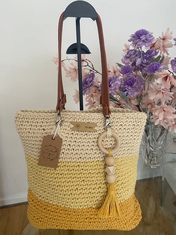 Handmade macrame crochet tote bag 