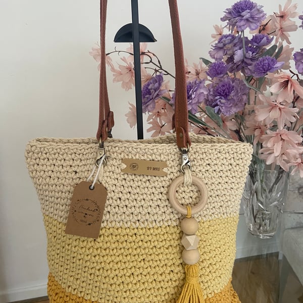 Handmade macrame crochet tote bag 