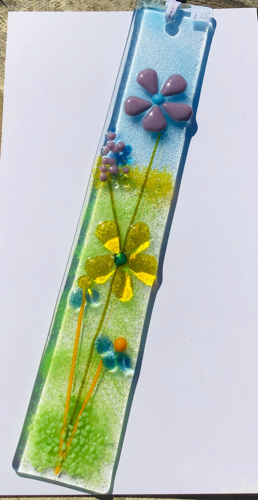 Fused glass hanging flower suncatcher 