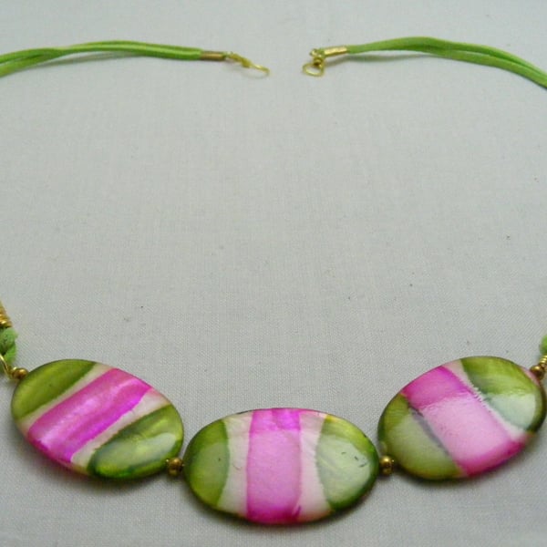 Fuchsia and Lime Shell Necklace