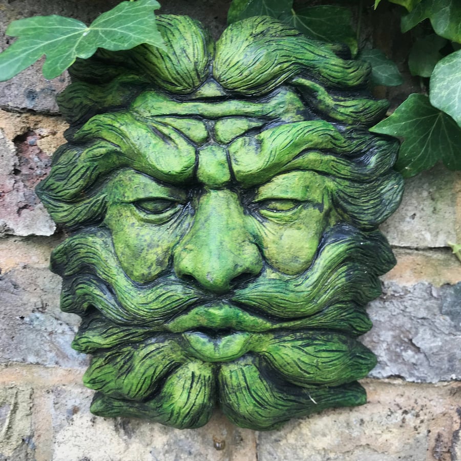 Small North Wind Green Man Plaque plus Free Pocket Green Man