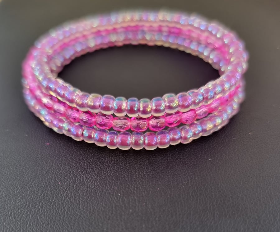 Pink and purple Memory wire bracelet