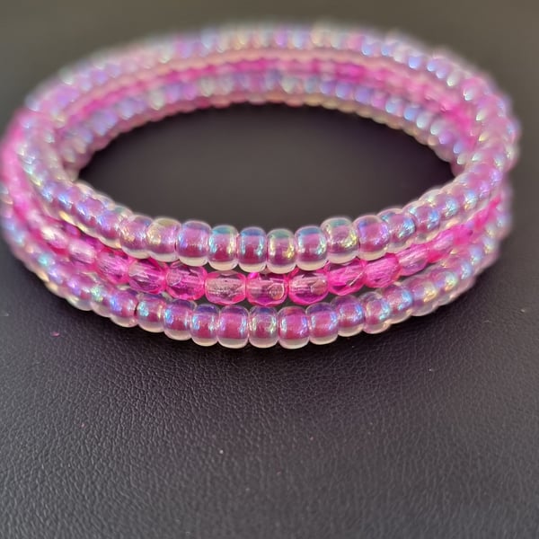 Pink and purple Memory wire bracelet