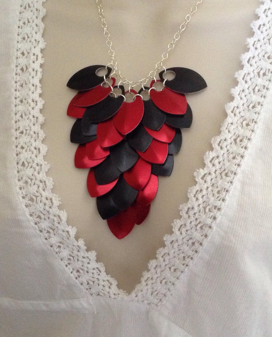 Statement Necklace, Scale Maile Necklace, Bib Necklace, Gothic Jewellery