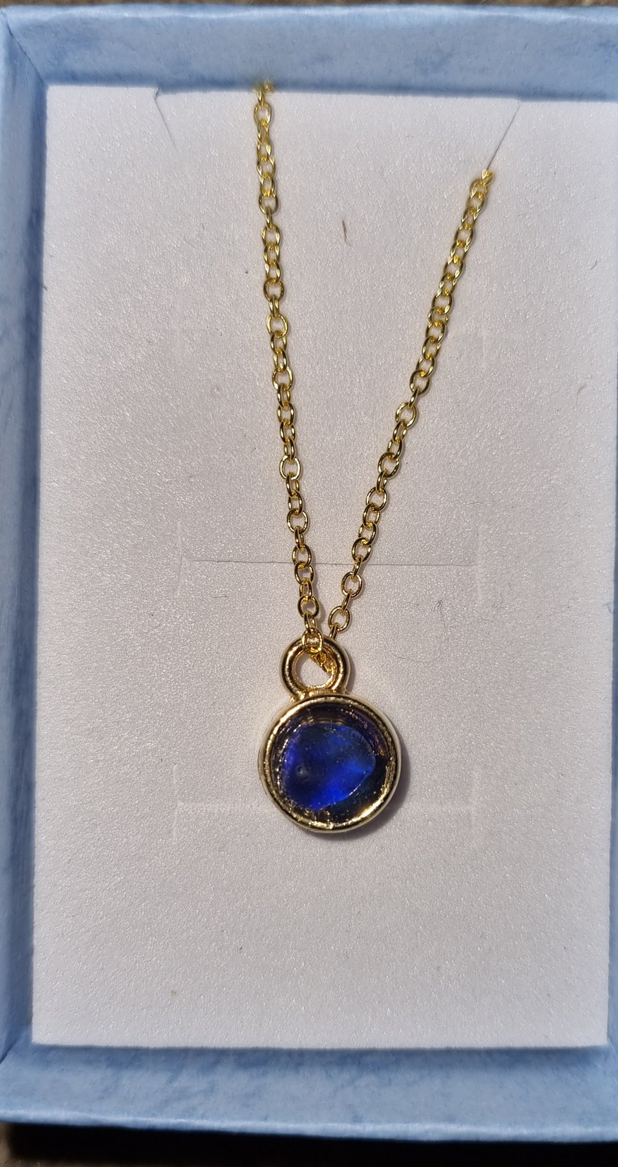 Deep blue seaglass pendant