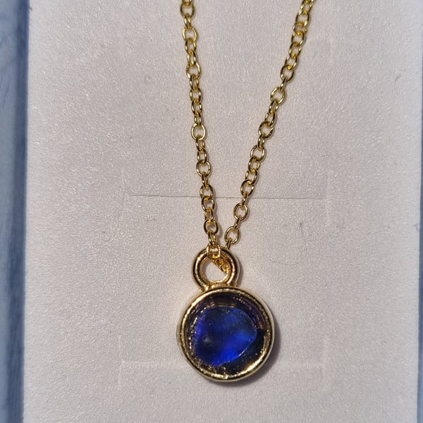 Deep blue seaglass pendant