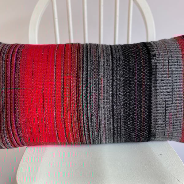 Walk 2: Hand woven 100% wool cushion, designed and made by Yvonne Skelton