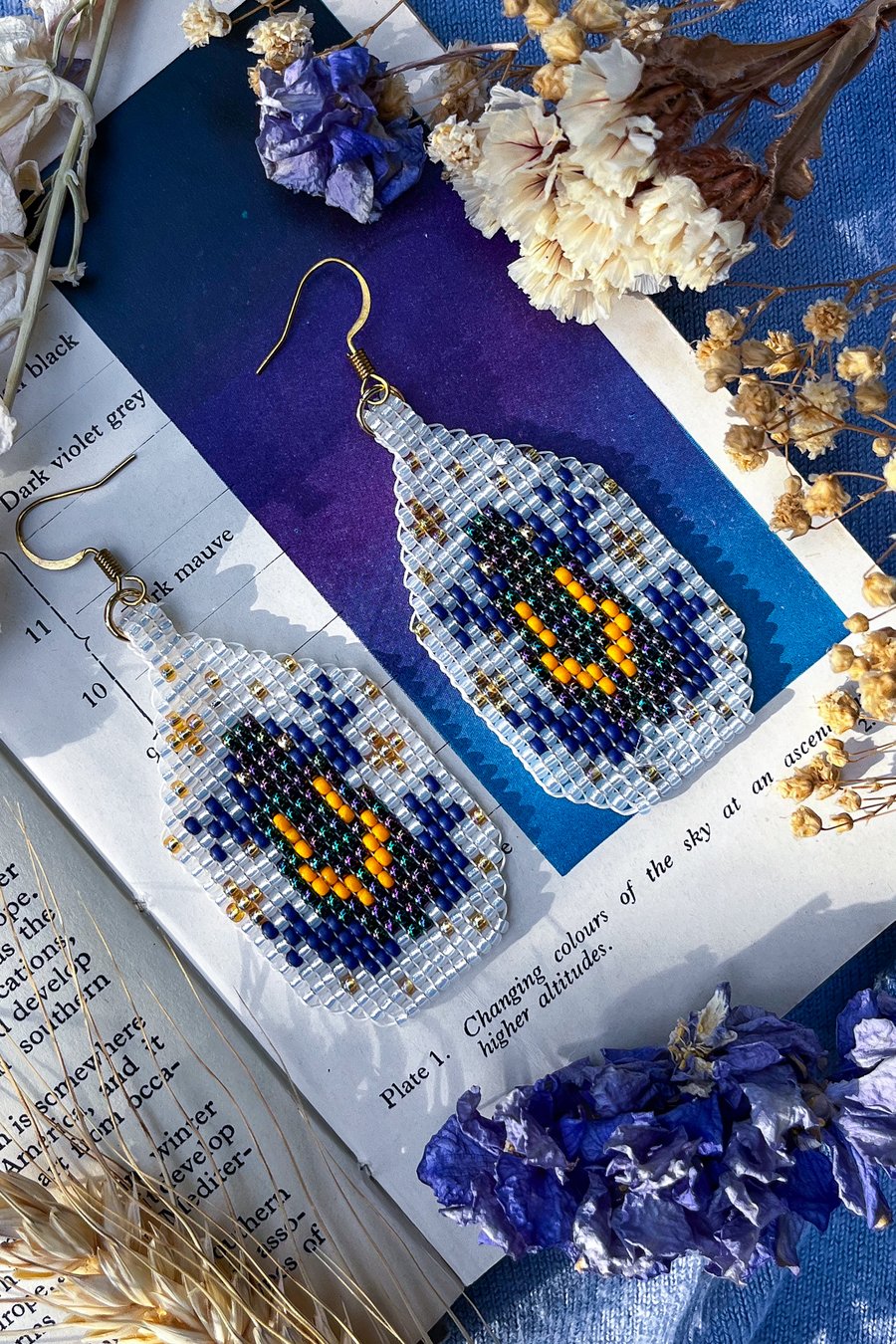 Handmade Opal Frog Beaded Earrings – Whimsical Autumn Jewellery