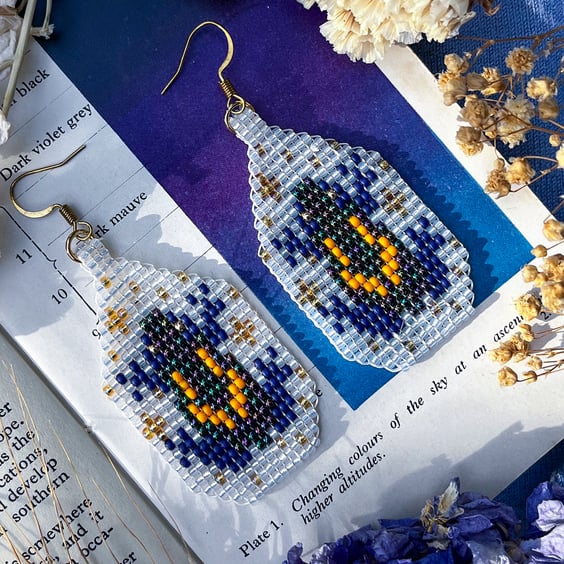 Handmade Opal Frog Beaded Earrings – Whimsical Autumn Jewellery