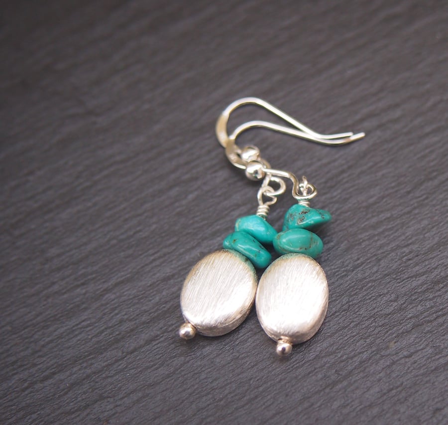 Turquoise and sterling silver drop earrings