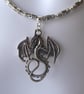 Tibetan Silver Fancy Tube Bead Necklace with Dragon Pendant