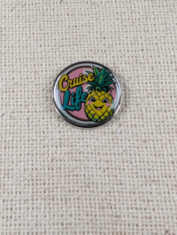 Cruise Life - Pineapple Logo - Cruise Lover Themed Badge - Large Resin Topped 