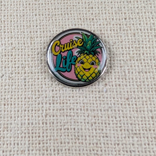 Cruise Life - Pineapple Logo - Cruise Lover Themed Badge - Large Resin Topped 