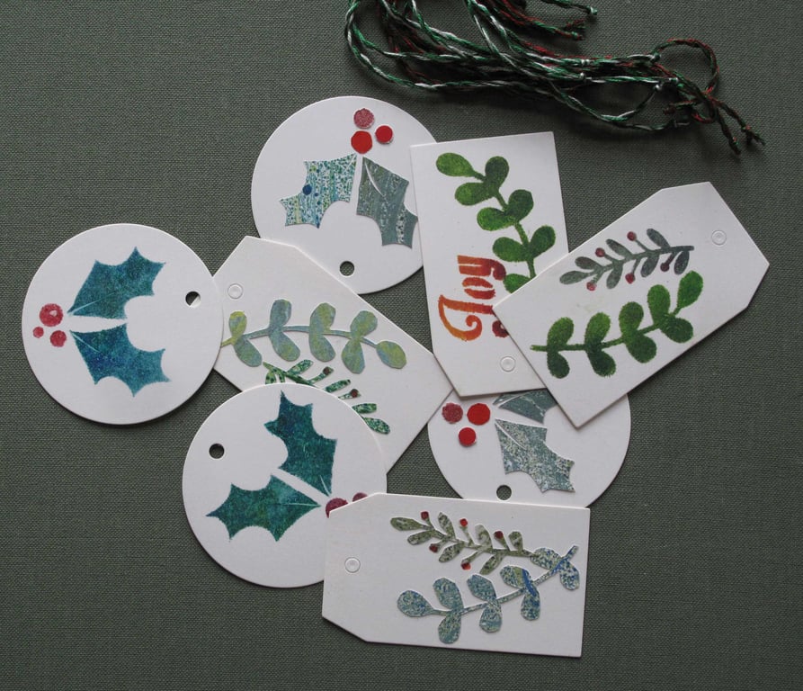 8 Handmade Christmas Gift Tags with Hand Twisted Ties