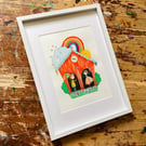 Whatever The Weather  - Framed A4  original illustration 