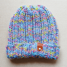 HAND KNIT Rainbow Brights Ombre Beanie Hat