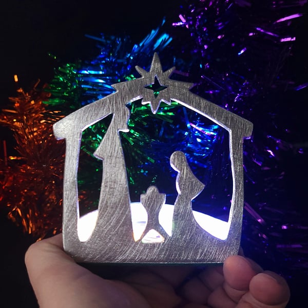Pewter Nativity Candleholder Ornament
