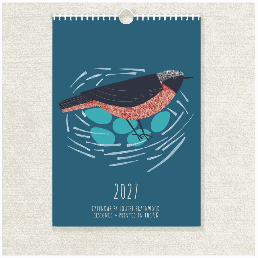 2027 Illustrated Birds Wall Calendar