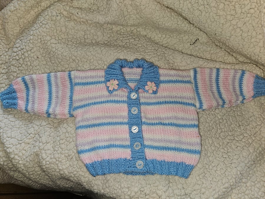 Stripey baby cardigan 0-3 months 