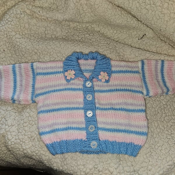 Stripey baby cardigan 0-3 months 