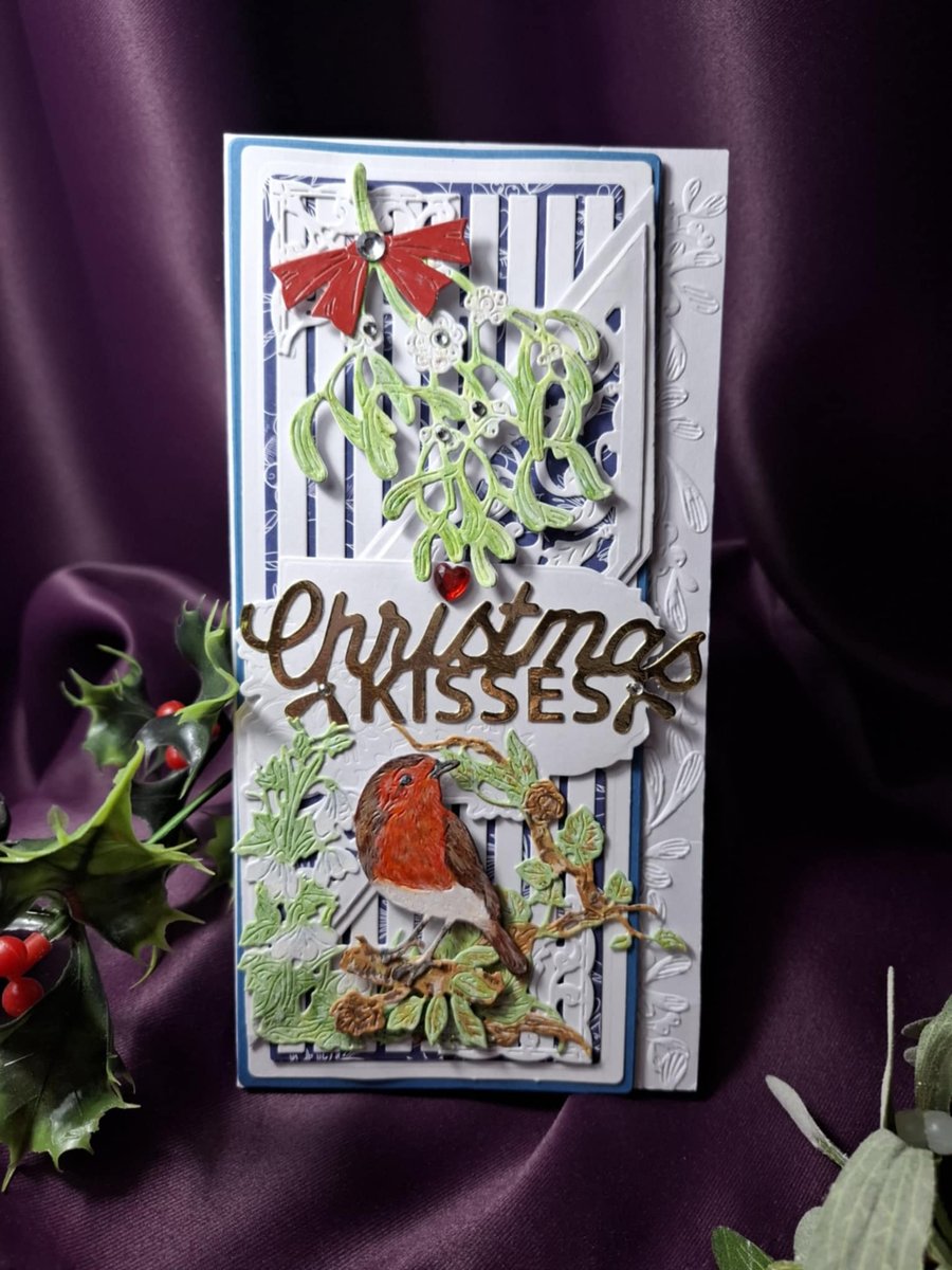 Hand Made And Painted Tall Stand Alone Decoupage Special Season Card