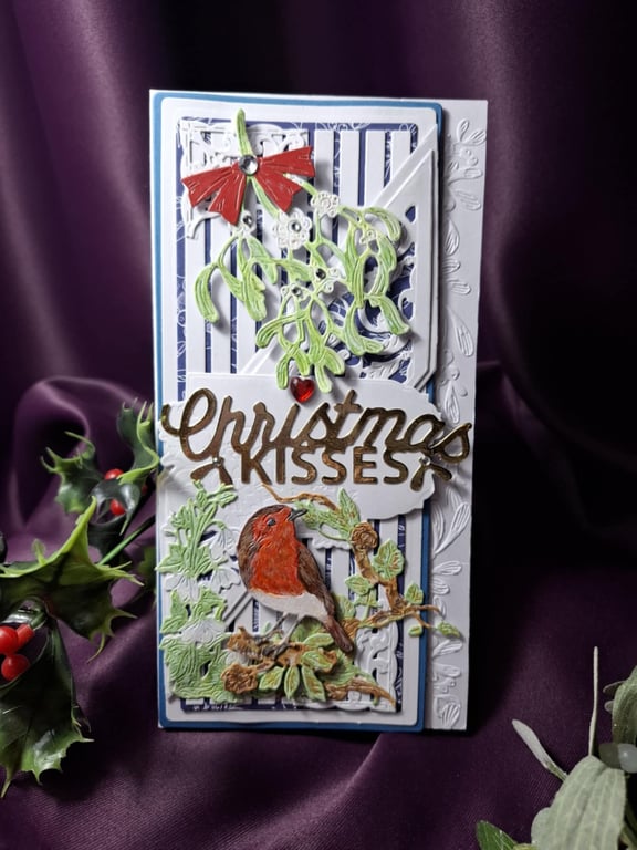Hand Made And Painted Decoupage Special Season Card Free P&P