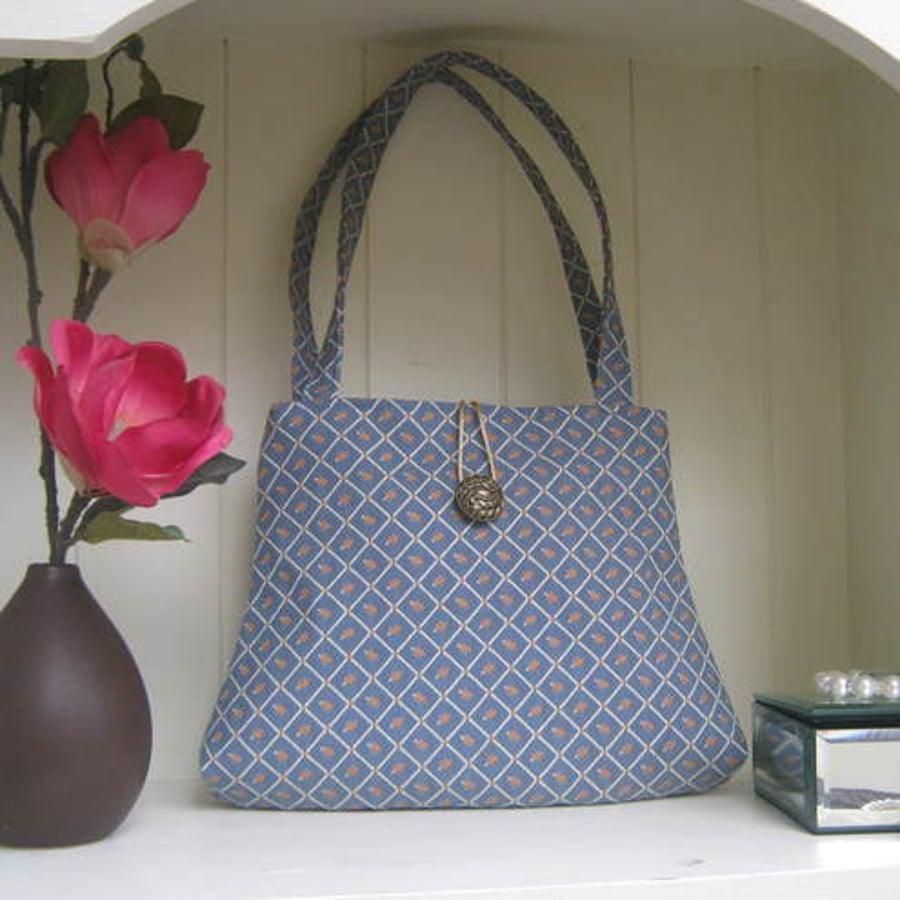ONE DAY SALE !  Blue/gold  Handmade handbag