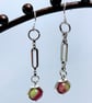 Silver Paperclip Chain Bead Earrings. - Image 1