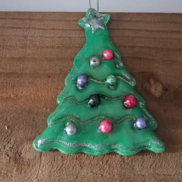 Handmade polymere clay hanging tree decoration
