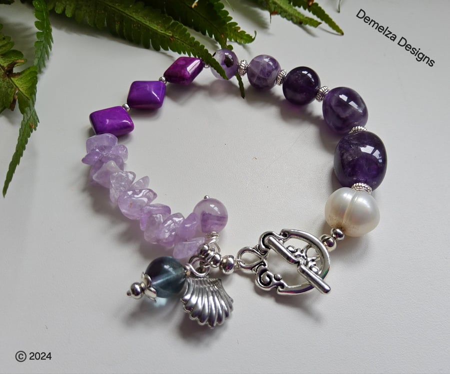 Designer Multigemstone Chakra Charm Bracelet 
