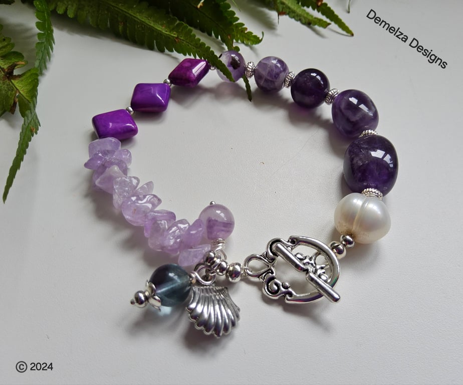 Designer Multigemstone Chakra Charm Bracelet 