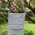 Stylish Blue check canvas crossbody bag.