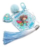 Flower Fairy Bag Charm or Keyring in Holographic Blue