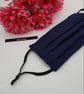 Face mask, medium,  navy, 3 layer, nose wire,  adjustable.   - Image 3