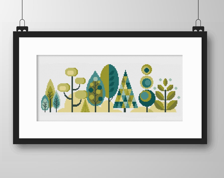 050C - Scandinavian Modern Forest Trees Series - Spring - Cross Stitch Pattern