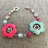 “Pink Frost” flower bracelet