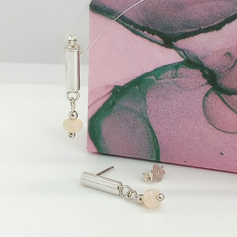 Opal stud earring sterling silver drop earrings october birthstone
