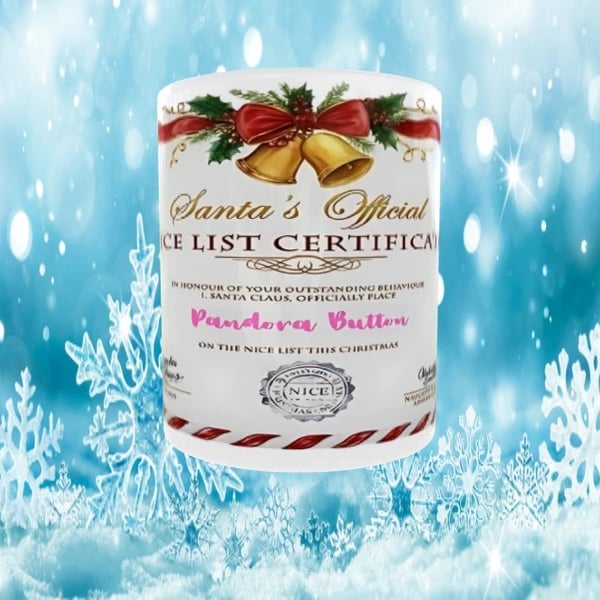 Santa Nice List Certificate Gift Mug Personalised Xmas Gift For Kids & Adults