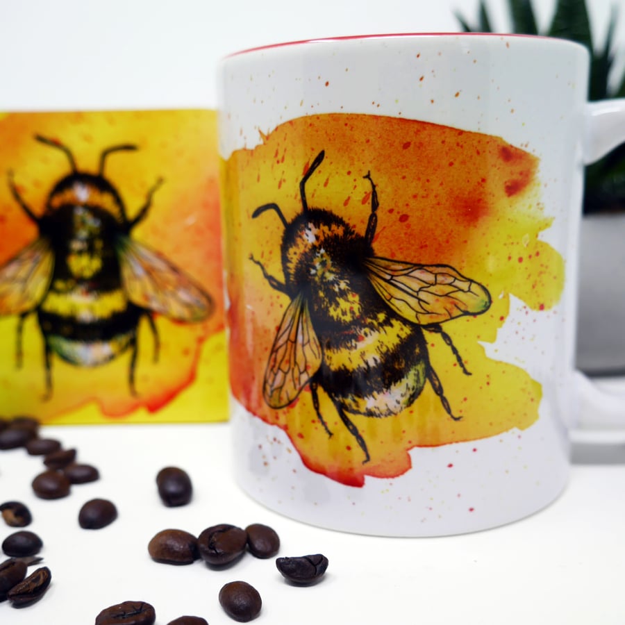 Bee, Bee Mug, Bee Gift, Bee Lover, Nature Lover, Mug & Coaster Set