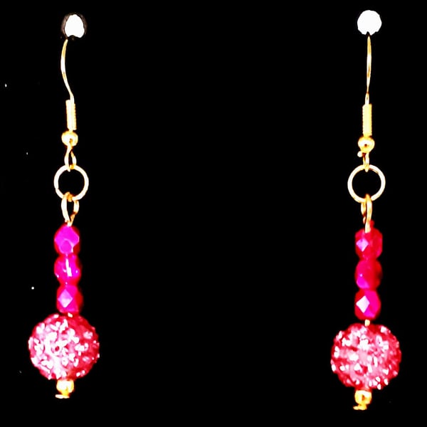 Glittering Rhinestone Disco Balls with hot pink Fire-Polished Preciosa bicones