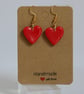 Handcrafted Red Clay Heart Dangle Earrings - Image 3