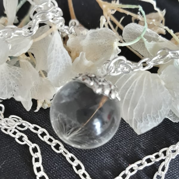 R13. Resin globe necklace with real dandelion seed