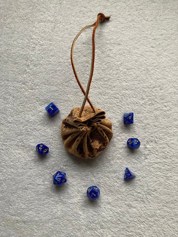 Dice bag - shiny metallic gold coloured leather - FREE SHIPPING