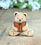 Bookworm Bear Pin, Handmade Wooden Teddy Badge, Gift For Book Lover