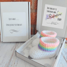 Rainbow Baby Pregnancy Announcement Boxed Booties, Made To Order 