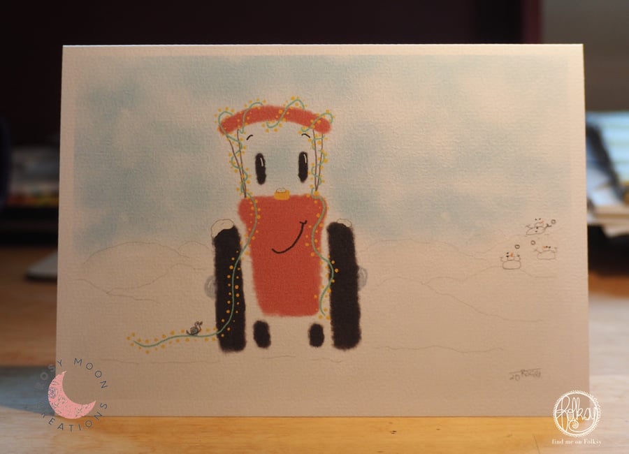 Red Tractor Blank Card