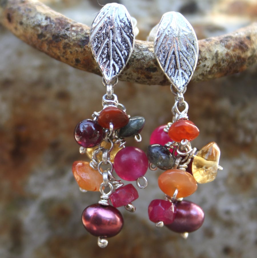 EARRINGS AUTUMN LEAVES - SILVER