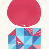 The Donkey Moon A3 two-colour screen-print (pink & blue)