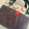 Corduroy and Cotton Handbag - Christmas Bag 